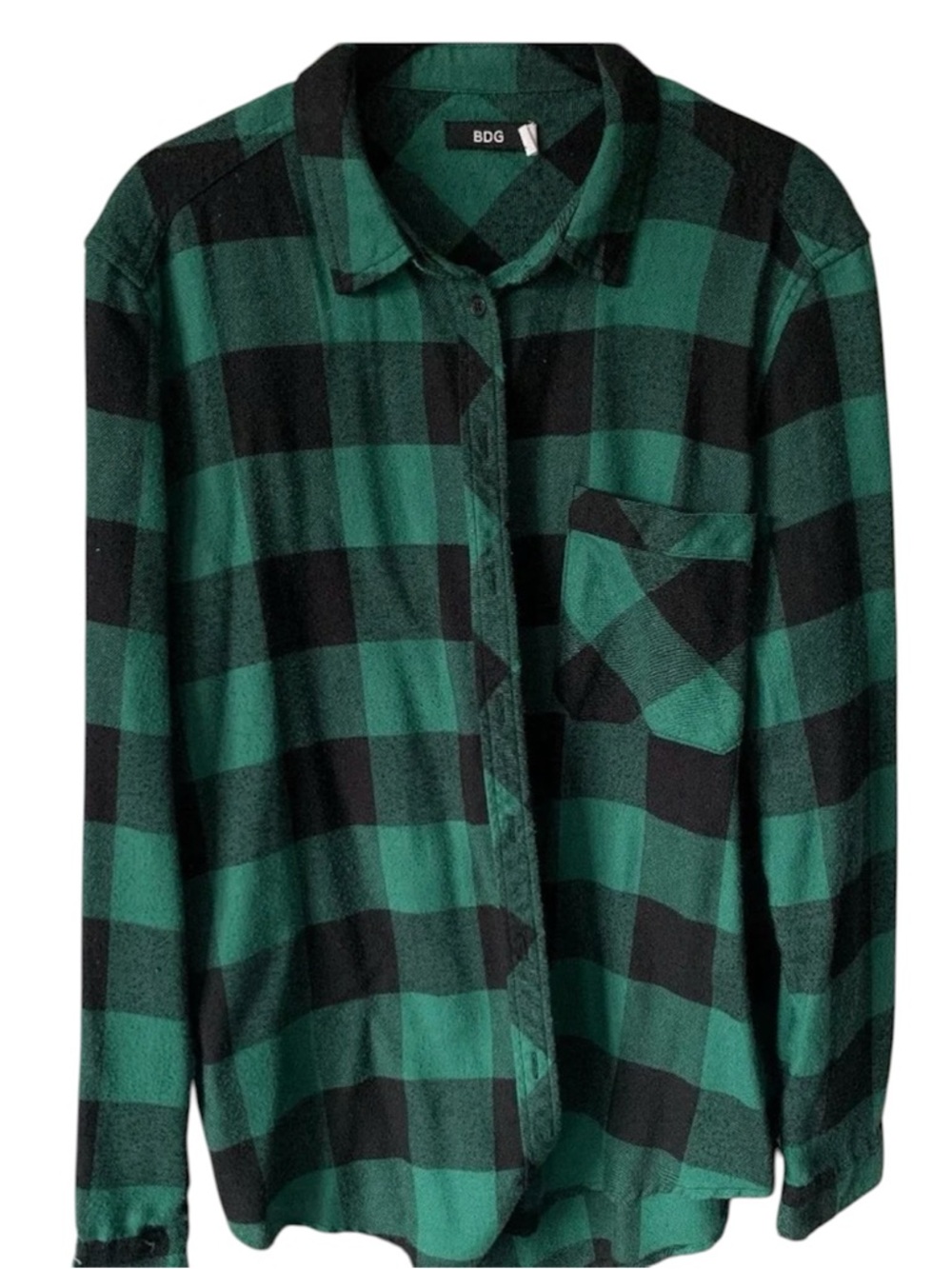 BDG Urban Outfitters Green and Black Buffalo Plaid Button-Up Shirt